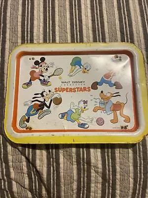 Vintage Walt Disney Characters Superstars Metal TV Dinner Folding Tray 13 X17.5  • $16