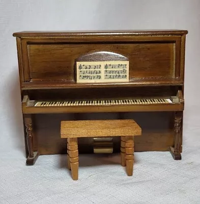 Dollhouse Miniature Walnut Upright Piano With Bench 1:12 Scale • $12