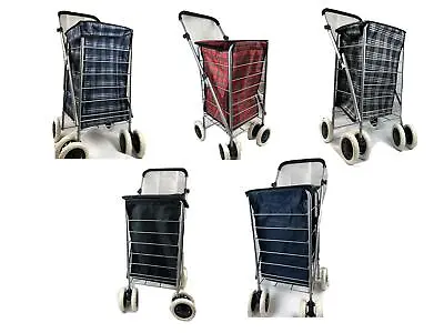 £39.99 • Buy 6 Wheel Shopping Trolley Strong Stable Frame Folding Cart