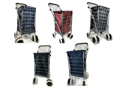 6 Wheel Shopping Trolley Strong Stable Frame Folding Cart • £39.99