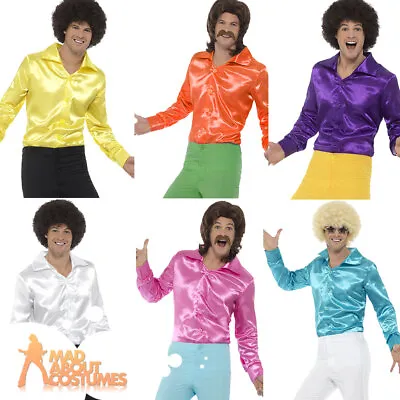Mens 60s 70s Disco Shirt Fancy Dress Costume Groovy Hippy Outfit Bee Gees Outfit • £12.99