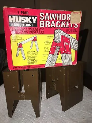 VTG HUSKY Sawhorse Brackets 1 Pair Husky Model HB-1 Uses 2x4 Lumber For Legs NEW • $34