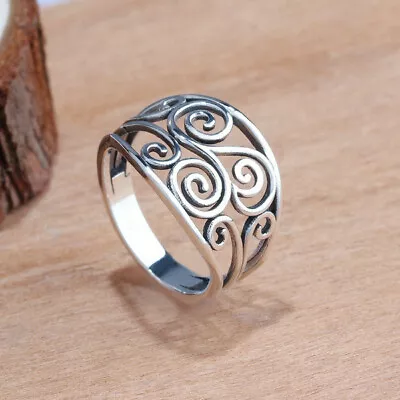 Silver Plated Hollow Big Wedding Ring Women Fashion Jewelry Gift Size 6-10 • $2.32
