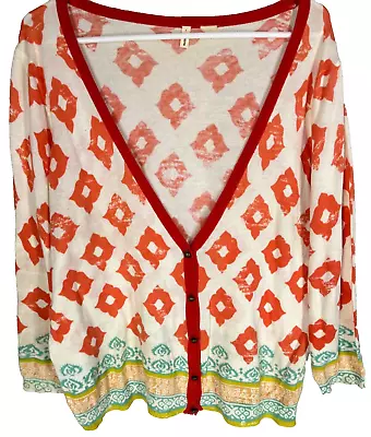 MOTH ANTHROPOLOGIE Cardigan Sweater Size Medium Lightweight Cotton • $14.25