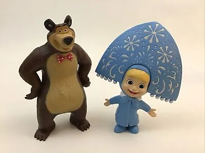 Masha And The Bear Snow Maiden And Bear Figure  Holiday Ice Figurine Rare 4” • $49.95