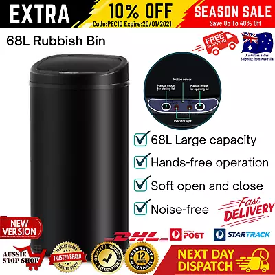 New Motion Sensor Rubbish Kitchen Bin Automatic Waste Trash Can Electric Black • $88.73