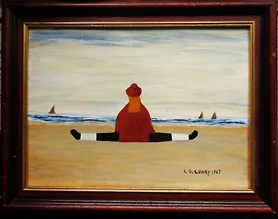 Original Painting After L.s. Lowry  Girl On The Beach  Framed • £2