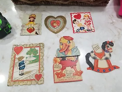 Vintage 6 Valentine Cards All Different Used 1937 Colorful Collectables  • $22.95