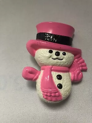 Vintage 1974 Avon Wee Willy  Snowman Pin Pal Clean Empty Glacé Compartment Pink • $9.99