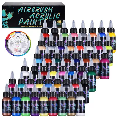 OPHIR Airbrush Acrylic DIY Paint Set F Model Shoes Leather Painting 48 Color Set • $108.96