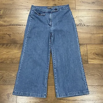 Point Sur Jeans Womens 30 Blue Wide Leg Crop J Crew Cotton Stretch Preppy Sailor • $29.99