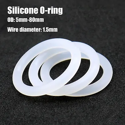 £1.50 • Buy OD 5mm - 80mm Food Grade O-Ring. 1.5mm Thick . Clear Silicone Rubber O Rings