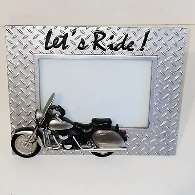 Let It Ride Motorcycle Picture Frame 4x6 Photo Diamond Plate Tread Background • $24.99