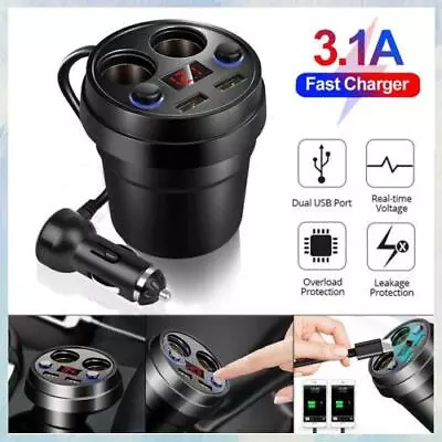 Multi Car Cigarette Lighter Socket Splitter USB 2 Way Dual Charger Power Adapter • $17.99