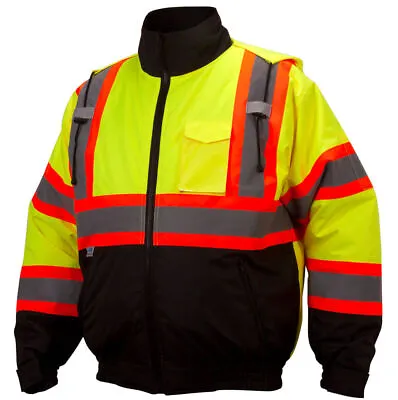 High Visibility Insulated Hi Vis Reflective Road Work Safety Bomber Jacket Coat • $37.87