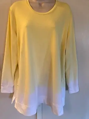 $24 • Buy Women Denim & Co French Terry Dip-dye Tunic, Sun Yellow, Large, Great Condition!