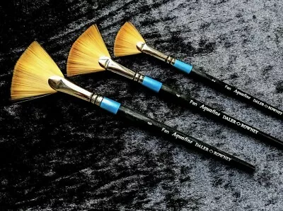 £12.50 • Buy Full Set Of 3 Daler Rowney Aquafine Fan Blender Artists Brushes Sizes 2,4,and 6.