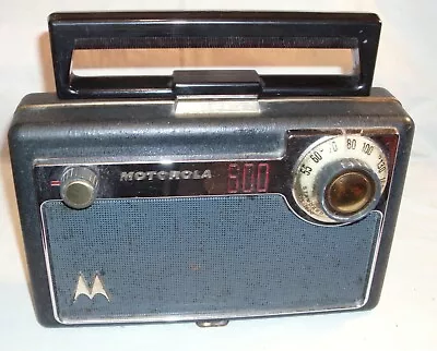 MOTOROLA 600 MODEL 66LIU TUBE PORTABLE RADIO IN BLACK 1950s ATOMIC STYLE • $99.99