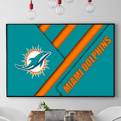 Miami Dolphins Design NFL Football Home Decor Wall Art Print Poster / Canvas • $25.94