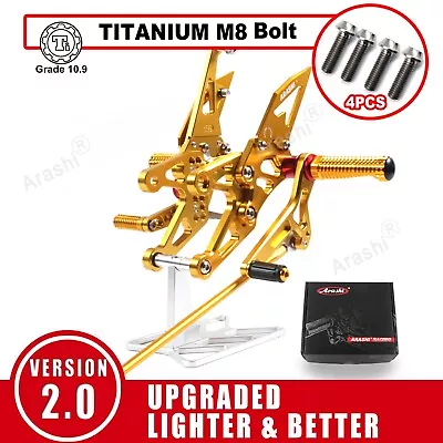 Rearsets Footrests Foot Pedals & Titanium Bolts For Yamaha YZF R1 2007 2008 Gold • $170.09