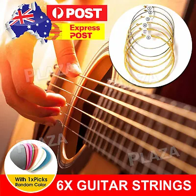 $9.95 • Buy Acoustic Music Guitar Strings Steel Premium Light Universal 6 Pcs Sent Free Pick