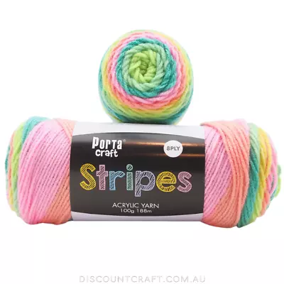 Stripes Acrylic Yarn 100g 188m 8ply - Retro • $4.50
