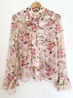 Zimmermann 100% Silk Floral Blouse Size 2(AU8-12) • $280