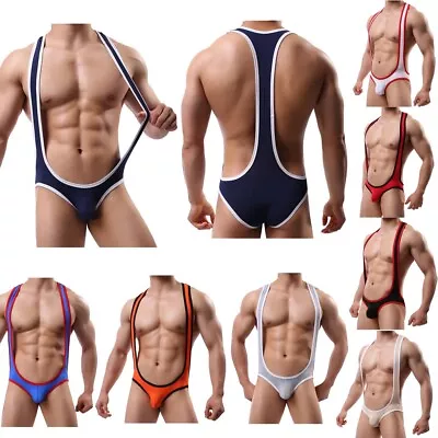 Sexy Mens Leotard Wrestling Singlet Jumpsuit One-Piece Bodysuit Underwear Briefs • $10.79