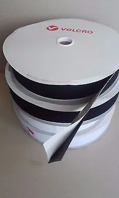 50mm 2  White / Black Hook Or Loop Velcro® Brand Self Adhesive Sticky Tape Ps14 • £37.99