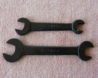 Vtg 2 X Ford Open End T Script M Wrenches 4 1/4  5 1/2  Excellent Condition! • $19.99
