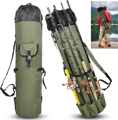 Fishing Rod Bag Durable Canvas Fishing Pole Bag Fishing Rod And Reel Organizer B • $28.26