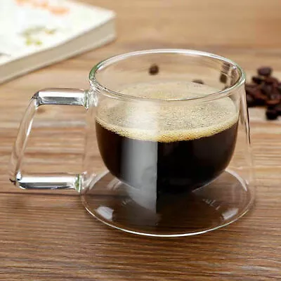 Double Wall Insulated Glass Coffee Glass Mug Tea Cup With Handle 200ml / 270ml • £10.95