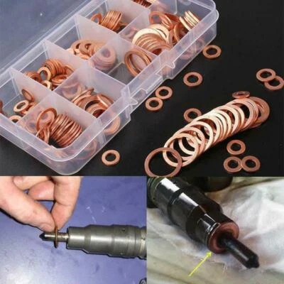 £5.99 • Buy 200Pcs M5-6-8-10-12-14 Assorted Solid Brass Crush Washers Seal Flat Ring Kit AU