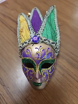Mardi Gras 4  Mask Ornament With Horns Mardi Gras Decoration Mardi Gras Mask  • $7.95