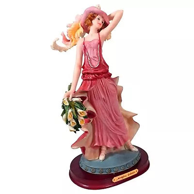 Montefiori 13  Windswept Art Deco Lady Holding Calla Lily Sculpture Figurine Vtg • $75