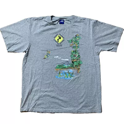 $22.50 • Buy VTG Costa Rica Shirt Mens L Gray 90s JB Zipline Volcano Travel Vacation Tee