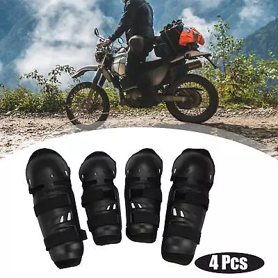 4pcs Roundhead Motorcycle Adults Knee Elbow Pads With Adjustable Strap Black • $23.69