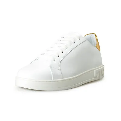 Versace Men's White & Gold Leather Sneakers Shoes US 7 IT 40 • $449.99