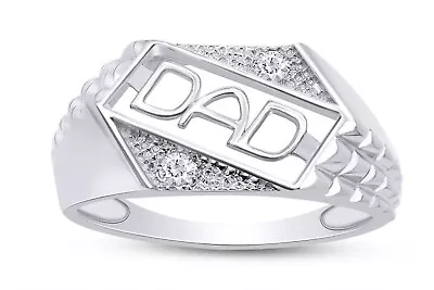 2CT Round Lab Created Moissanite 14K White Gold Finish Dad Name Mans Ring • $101.74