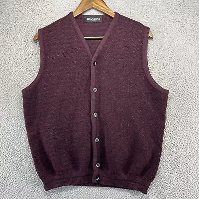 Vintage Brandini Cardigan Sweater Men's Medium Purple Italy Made Sleeveless 90s • $38.83