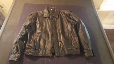 $45 • Buy Vintage STEER BRAND Motorcycle Biker Punk 80s Black Leather Jacket Size Large