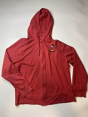 Disney Parks Women’s XL Full Zip Red Hooded Jacket Embroidered Mickey Mouse • $20.99