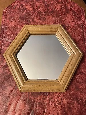 Vintage Home Interiors Small Octagon Oak Mirror  8 Inch • $10