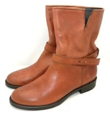 Madewell $230 Italian Leather Biker Boots 11 Cognac 18405 Brown • $99