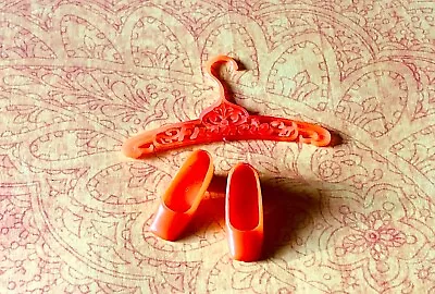 Vintage Francie Shoes Orange Square-Toe Pumps & Logo Hanger #3458 Olde Look • $9.99