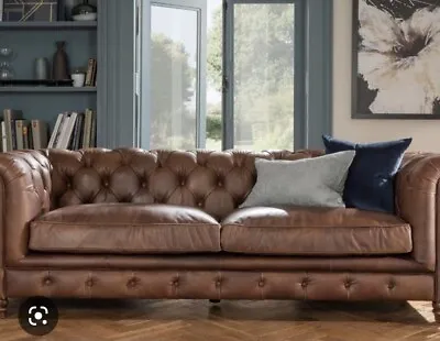 £1999 • Buy Halo Earle Chesterfield Grand 4 Seater Leather Sofa, Antique Whisky