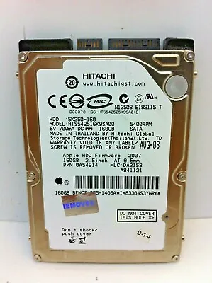 OEM Apple Mac Mini A1176 HDD 160GB Hard Drive 655-1406A - Hitachi 5K250-160 194 • $25.46