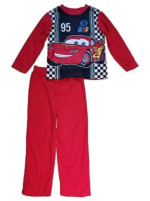 Disney Cars Boys Red Lightning McQueen Flannel 2 Piece Pajama PJ Set • $27.99