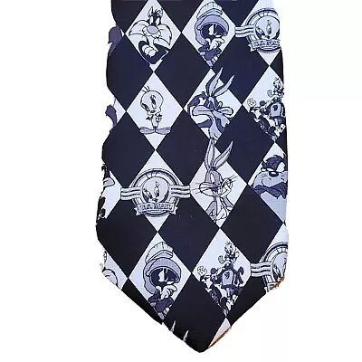 Vintage Looney Tunes Stamp Collection Necktie Tie Warner Bros Black White VGUC  • $4.98