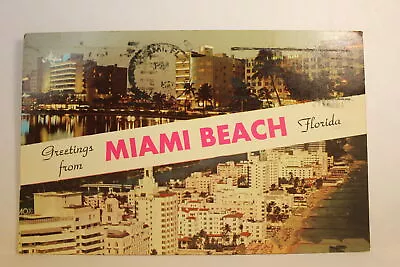 Postcard Hotel Row Greetings From Miami Beach FL A14 • $1.95